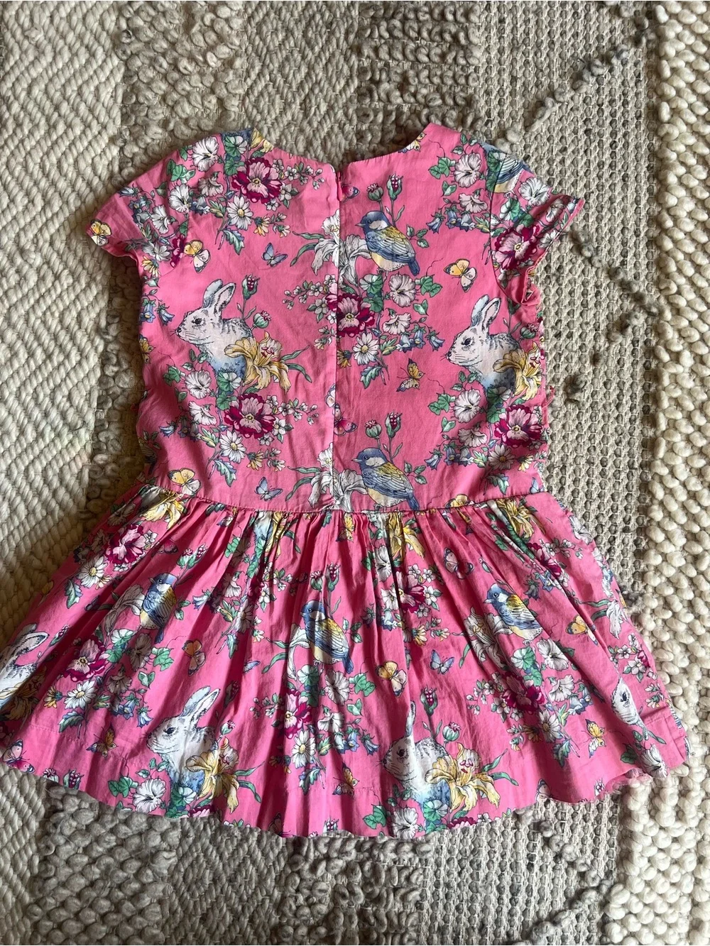 GAP Pink Floral & Bunny Short Sleeve Twirl Dress